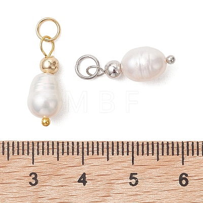 6Pcs 2 Colors Natural Cultured Freshwater Pearl Pendants PALLOY-JF05189-1
