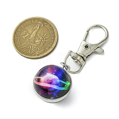 Galaxy Theme Luminous Glass Ball Pendant Decorations HJEW-JM02798-07-1