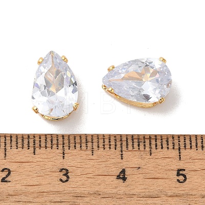 Brass Clear Cubic Zirconia Cabochons STAS-M294-30D-1