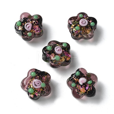 Handmade Foil Lampwork Beads Strands FOIL-Z001-02B-1