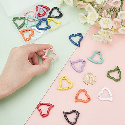   20Pcs 10 Colors Spray Painted Alloy Spring Gate Rings KEYC-PH0001-47-1