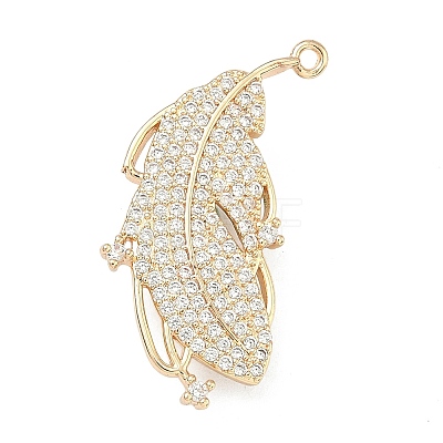 Feather Brass Micro Pave Cubic Zirconia Enhancer Shortener Bails KK-F934-07A-G-1
