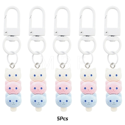 5Pcs Cat Shape Resin Pendant Decorations HJEW-YW00193-02-1
