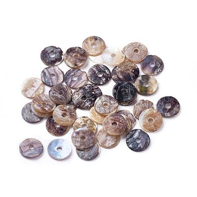 Flat Round Natural Akoya Shell Beads SHEL-N034-11-1