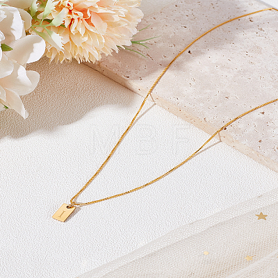 1Pc Stainless Steel Letter Rectangle Pendant Necklaces NJEW-LP0001-34I-G-1