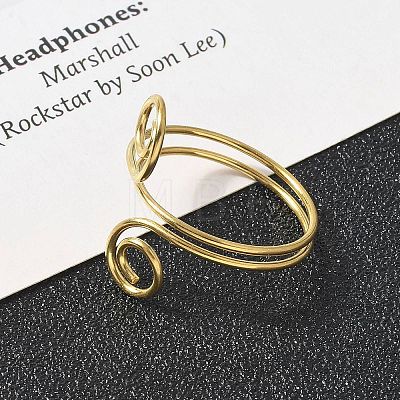 304 Stainless Steel Round Wrap Open Cuff Rings for Women Men RJEW-Z071-02B-G-1