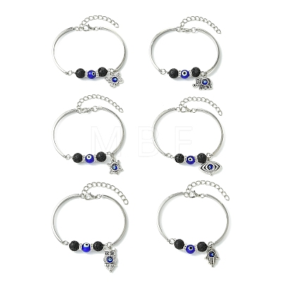Zinc Alloy Charm Bangles for Women BJEW-JB14384-1