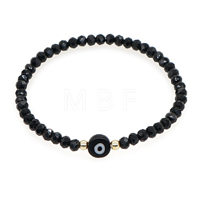 Glass & Brass Beads Stretch Bracelets IC9410-1-1
