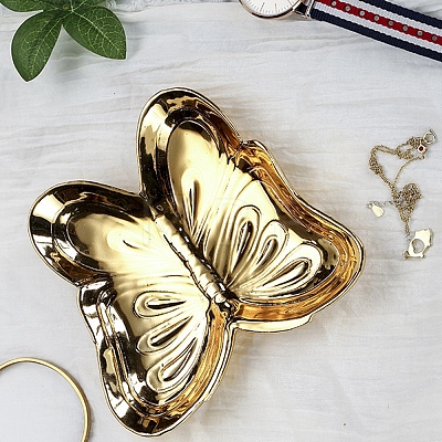 Golden Plated Ceramic Jewelry Plate PW-WG55473-04-1