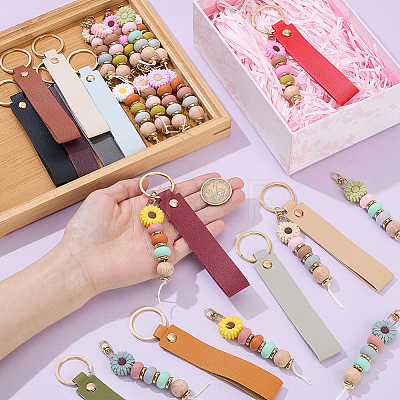 28Pcs PU Leather Keychain & Silicone Pendant Decorations HJEW-GA00096-1
