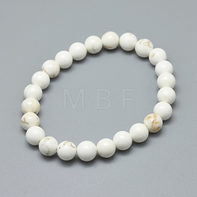 Natural Magnesite Bead Stretch Bracelets X-BJEW-K212-A-008-1