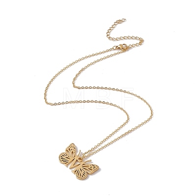 Initial Letter with Butterfly Pendant Necklace NJEW-C026-01G-M-1