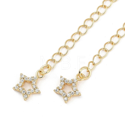 Brass Micro Pave Cubic Zirconia Ends with Chains KK-U043-02G-1