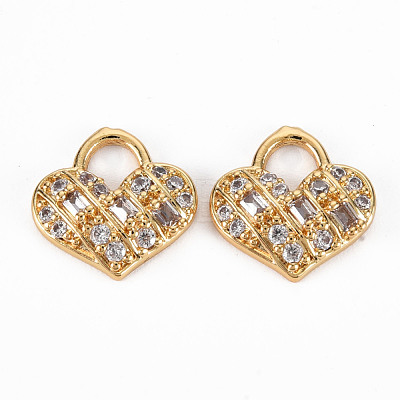Rack Plating Brass Micro Pave Clear Cubic Zirconia Charms KK-T060-08-RS-1