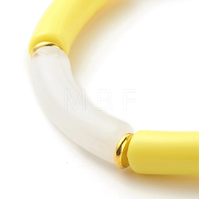 Acrylic Tube Beaded Stretch Bracelets BJEW-JB07778-01-1