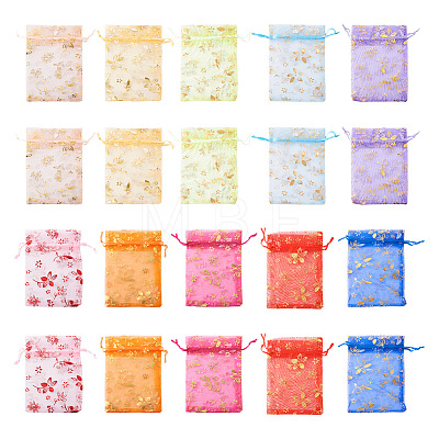 100Pcs 10 Colors Organza Drawstring Jewelry Pouches OP-TA0001-02-1