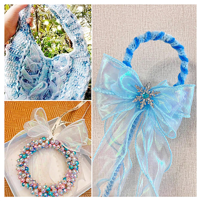3Rolls 3 Styles Fishtail Yarn/Polyester Iridescent Ribbon for Bowknot Making OCOR-TA0004-19-1