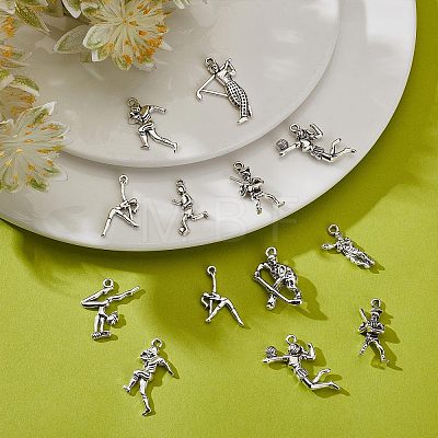 60Pcs 10 Style Tibetan Style Alloy Pendants FIND-SC0003-69-1