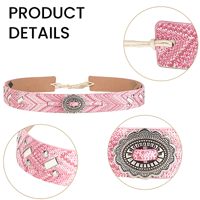 1Pc PU Leather with Alloy Oval Tie Knot Belts for Women AJEW-CL0005-37-1