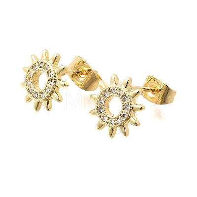 Brass Micro Pave Cubic Zirconia Stud Earrings KK-CBA5B62-05G-1
