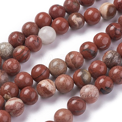 Natural Red Jasper Beads Strands G-F348-02-10mm-1