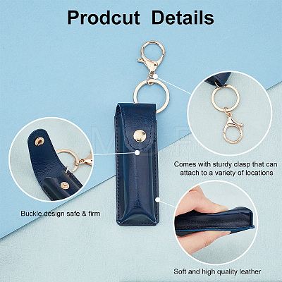 Portable Imitation Leather Chapstick Keychain Holder KEYC-WH0029-56A-1