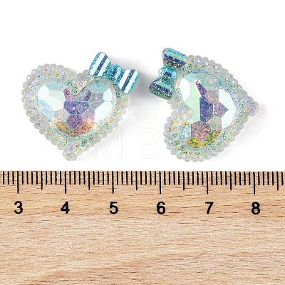 Transparent Epoxy Resin Heart with Bowknot Decoden Cabochons CRES-M034-07C-1
