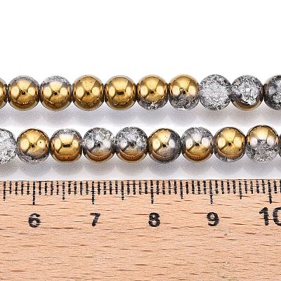 Electroplated Crackle Glass Beads Strands X-EGLA-N014-6mm-04-1