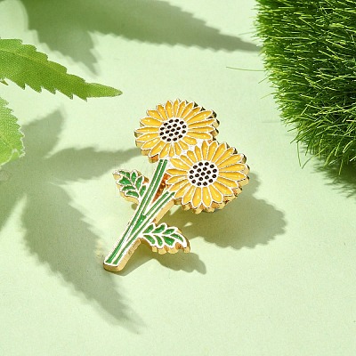 Sunflower Enamel Pins JEWB-P045-02B-G-1