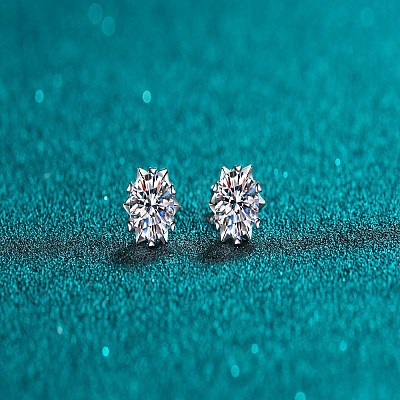 Anti-Tarnish 925 Sterling Silver with Moissanite Rhinestone Earrings AJEW-U007-06P-1