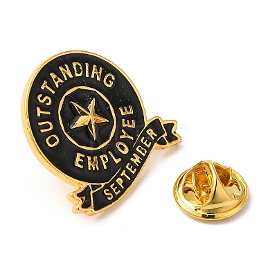 Golden Tone Alloy Outstanding Employee of The Month Enamel Pins JEWB-K021-07G-09-1