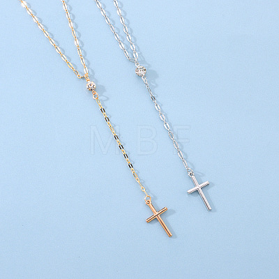 Alloy Crystal Rhinestone Cross Pendant Y Necklaces for Women WGC3C95-01-1