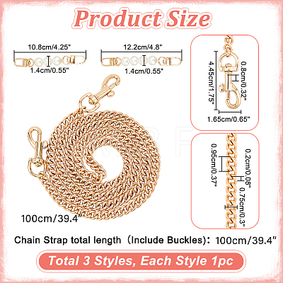 WADORN 3Pcs 3 Style ABS Plastic Imitation Pearl & Iron Curb Chain Bag Handles DIY-WR0002-70A-1