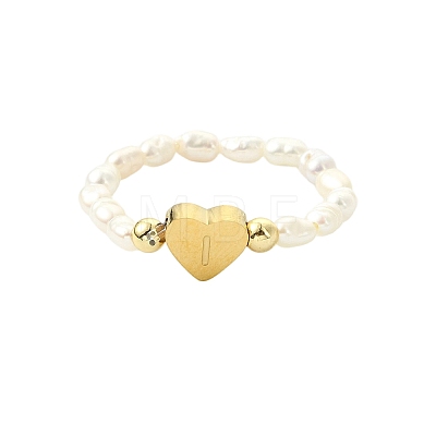 Natural Freshwater Pearl & 304 Stainless Steel Bead Finger Rings RJEW-FS00001-09-1