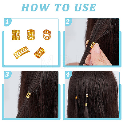 300Pcs Aluminum Dreadlocks Beads Hair Decoration ALUM-PA0001-01G-1