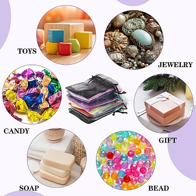 100Pcs Rectangle Organza Drawstring Bags CON-YW0001-87-1