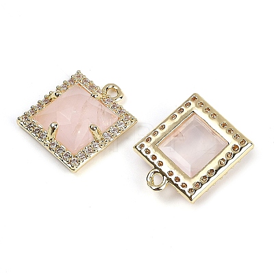 Natural Rose Quartz Faceted Square Charms G-I375-06G-05-1