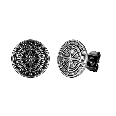 Stainless Steel Compass Stud Earrings PW-WGBC328-01-1