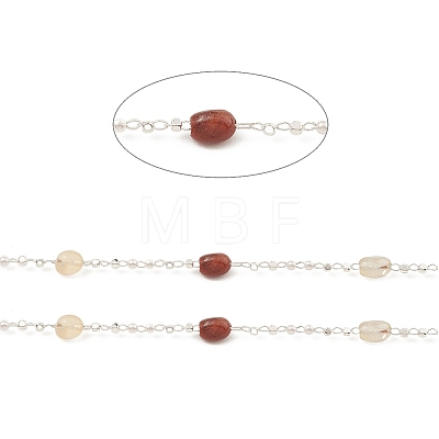 Natural Mixed Gemstone Nugget Beaded Chains CHC-M025-65S-1
