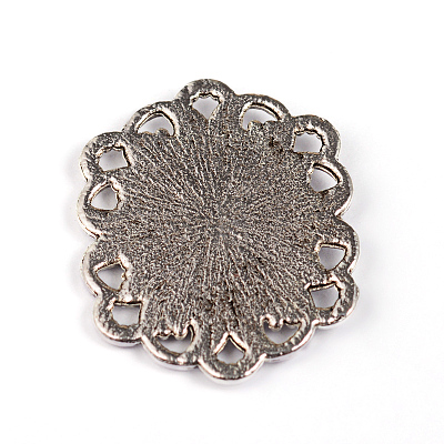 Tibetan Style Alloy Flower Cabochons PALLOY-ZN48548-AS-RS-1