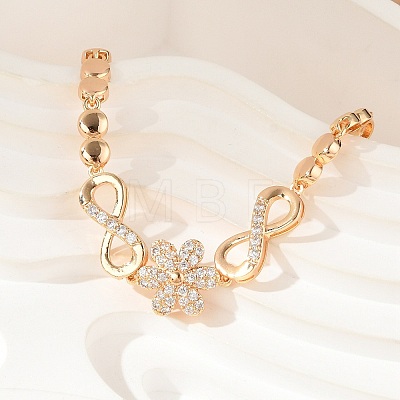 Brass Micro Pave Cubic Zirconia Chain Bracelets KK-R217-43G-1