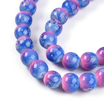 Baking Paint Glass Beads Strands X-DGLA-N008-8mm-02-1