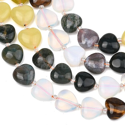 Gradient Color Opalite & Natural Ferruginous Quartz & Tiger Eye & Moss Agate & Lemon Jade Beads Strands G-B185-A03-1
