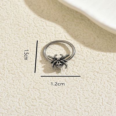 304 Stainless Steel Halloween Spider Hoop Nose Rings for Men Women AC7796-1