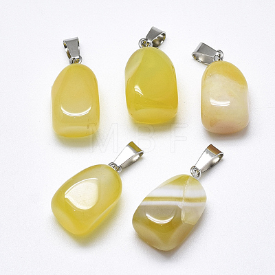 Natural Banded Agate/Striped Agate Pendants X-G-T122-20E-1