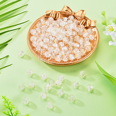 100Pcs Crackle Transparent Glass Beads GLAA-TADJ0001-12J-1