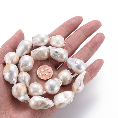 Natural Baroque Pearl Keshi Pearl Beads Strands PEAR-S019-04B-1