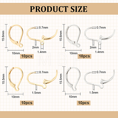 40Pcs 4 Style Brass Leverback Earring Findings KK-BC0009-59-1