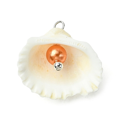 Natural Shell & Imitation Pearl Pendants PALLOY-JF03376-02-1