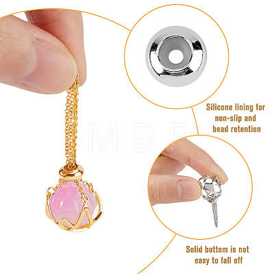 SUPERFINDINGS 2Pcs 2 Colors Brass Hollow Round Cage Pendant Decorations AJEW-FH0004-30-1